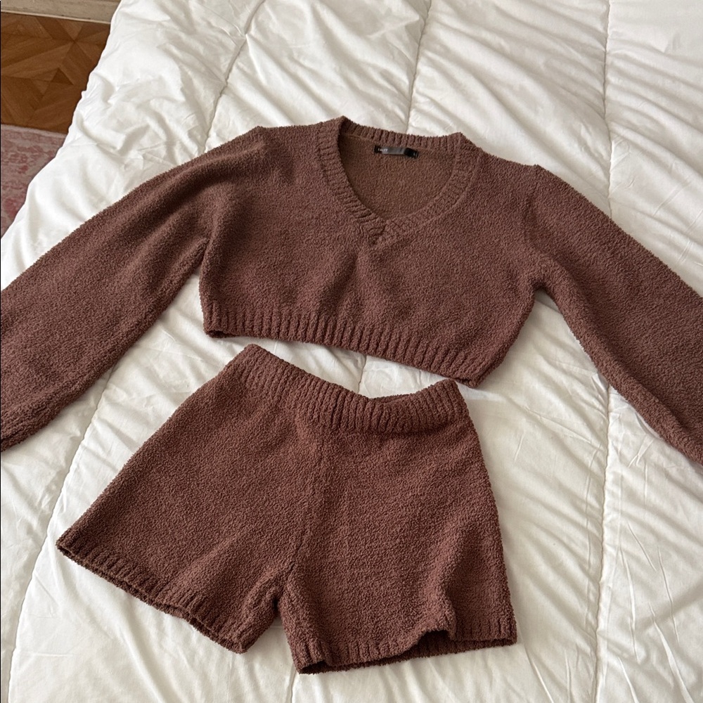Cozy Brown Knit Lounge Set